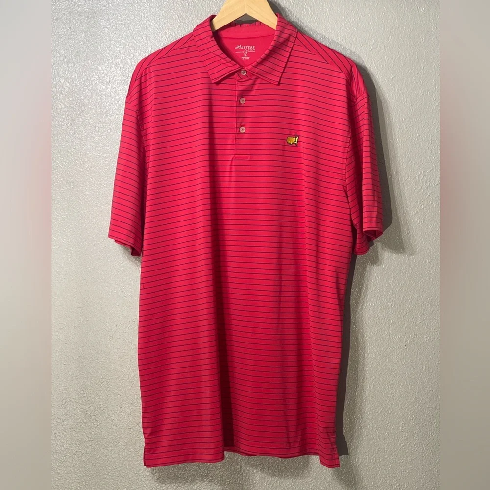 Masters Tech Red and Black Striped Polo Shirt - Size XL - Picture 1 of 4